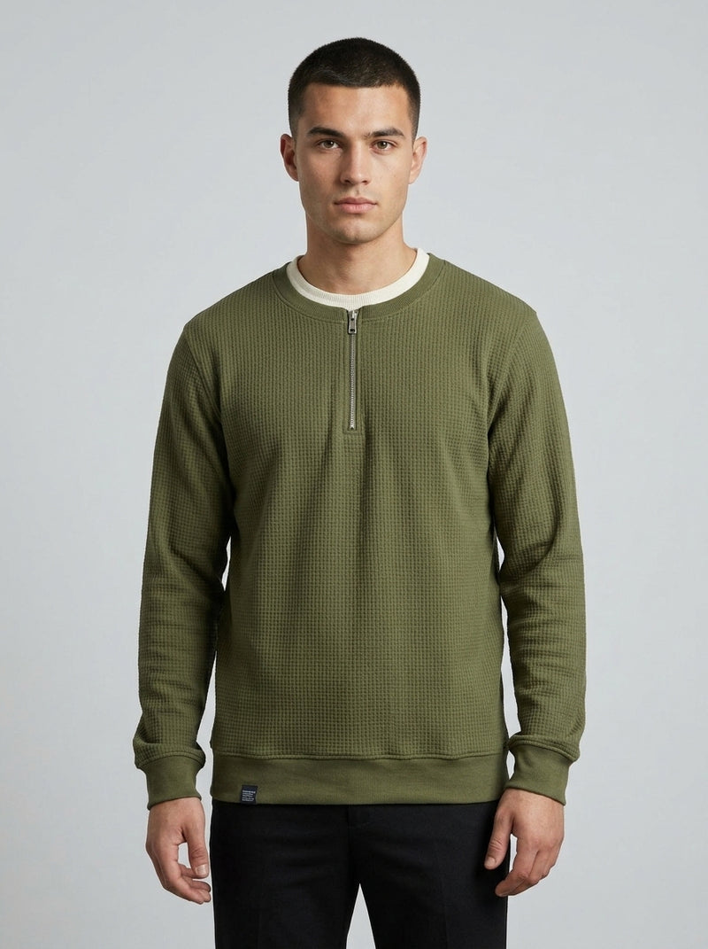 Men’s Textured Quarter-Zip Full-Sleeve Sweatshirt