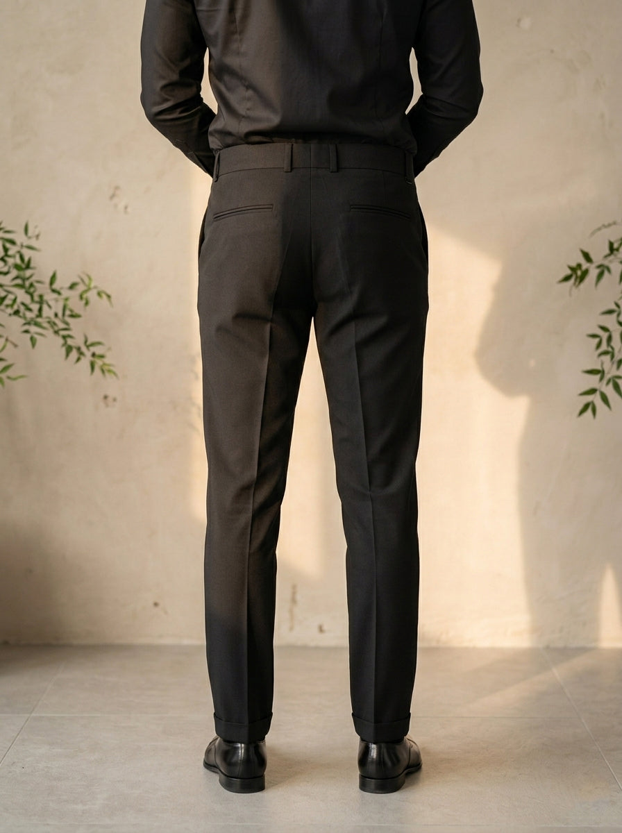 Gurkha formal pant by Snipes, tailored fit with classic crease, dark fabric, front and back pockets, suitable for professional attire.