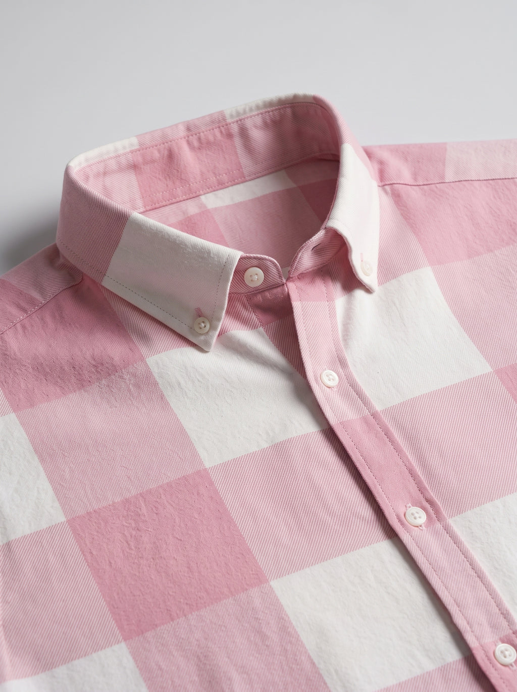 Men’s Pink & White Buffalo Check Full Sleeve Shirt