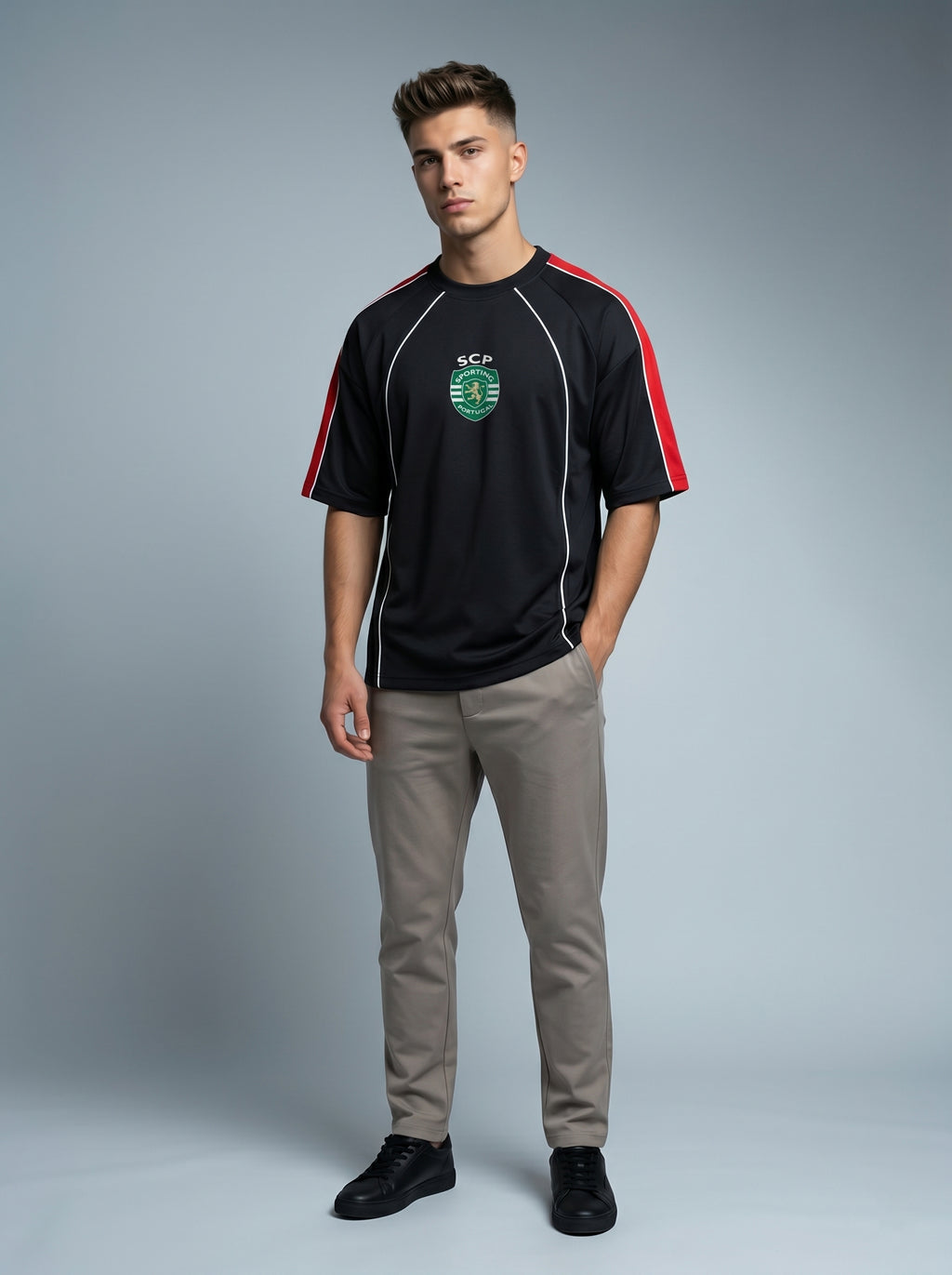 Snipes FB Oversized T-Shirt in black, featuring a relaxed fit and bold graphic design on the front.