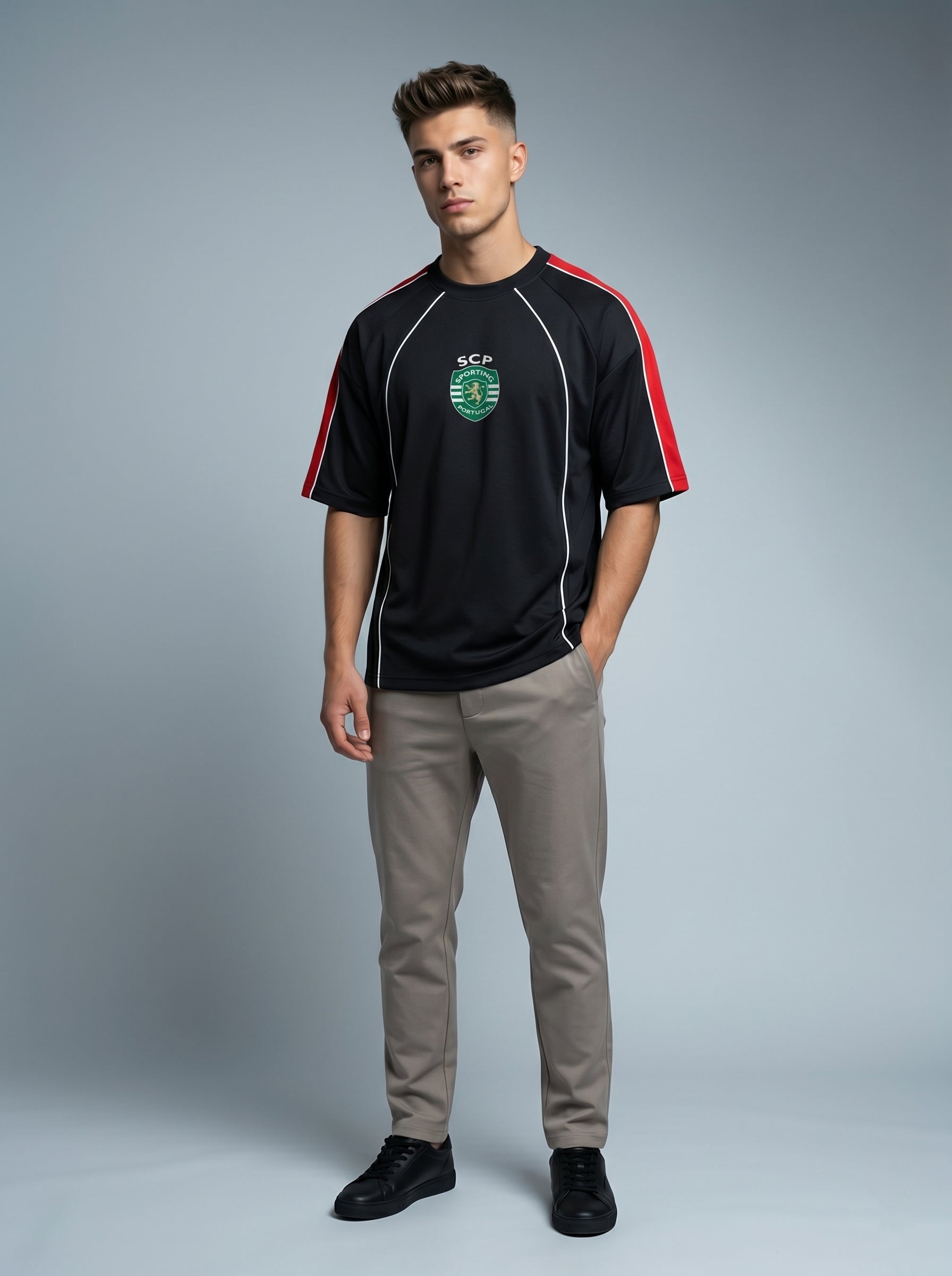 Snipes FB Oversized T-Shirt in black, featuring a relaxed fit and bold graphic design on the front.