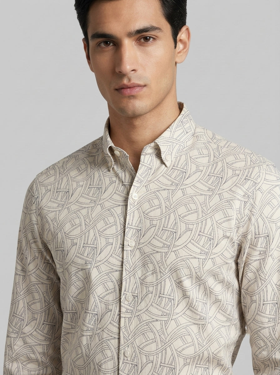 Men’s Interlaced Print Full Sleeve Shirt