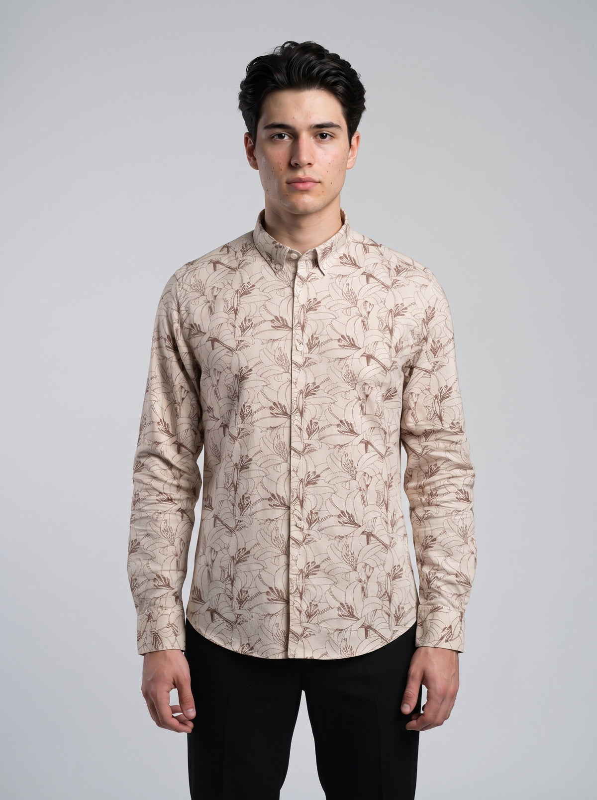Men’s Floral Line Print Full Sleeve Shirt