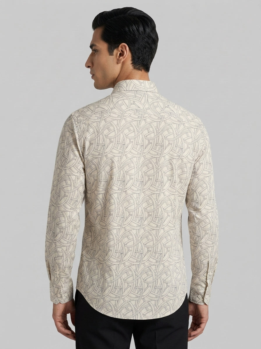Men’s Interlaced Print Full Sleeve Shirt