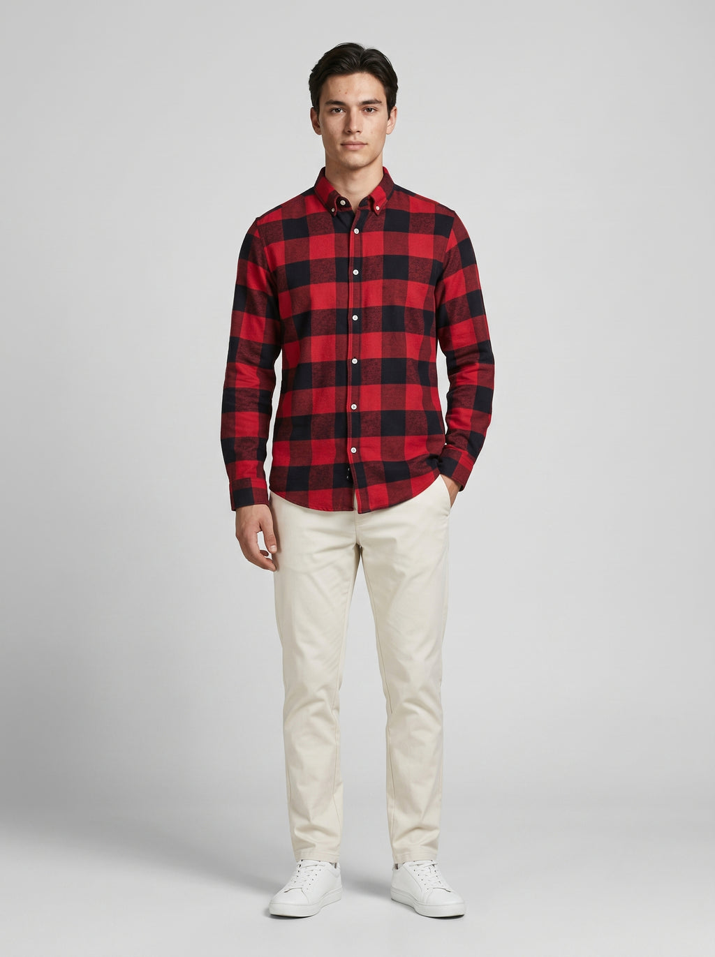 Men’s Red & Black Buffalo Check Full Sleeve Shirt