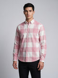 Men’s Pink & White Buffalo Check Full Sleeve Shirt
