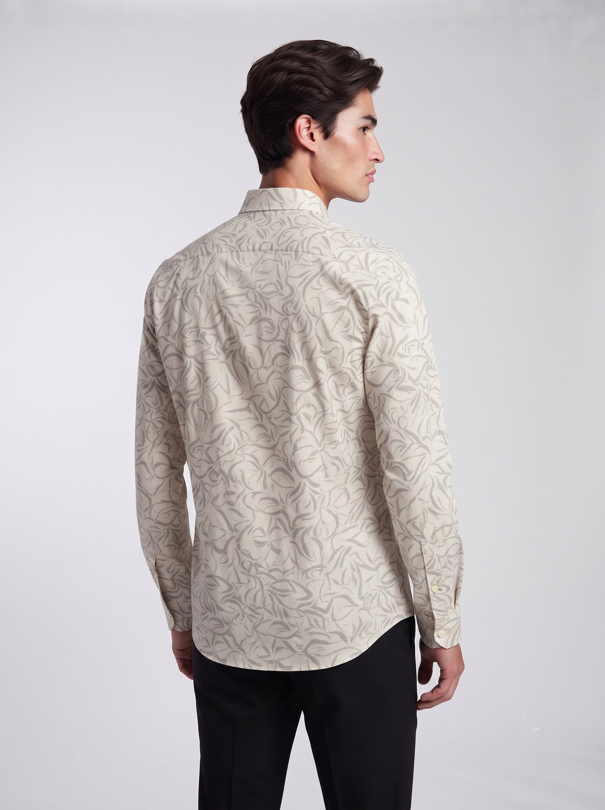 Men’s Abstract Botanical Print Full Sleeve Shirt