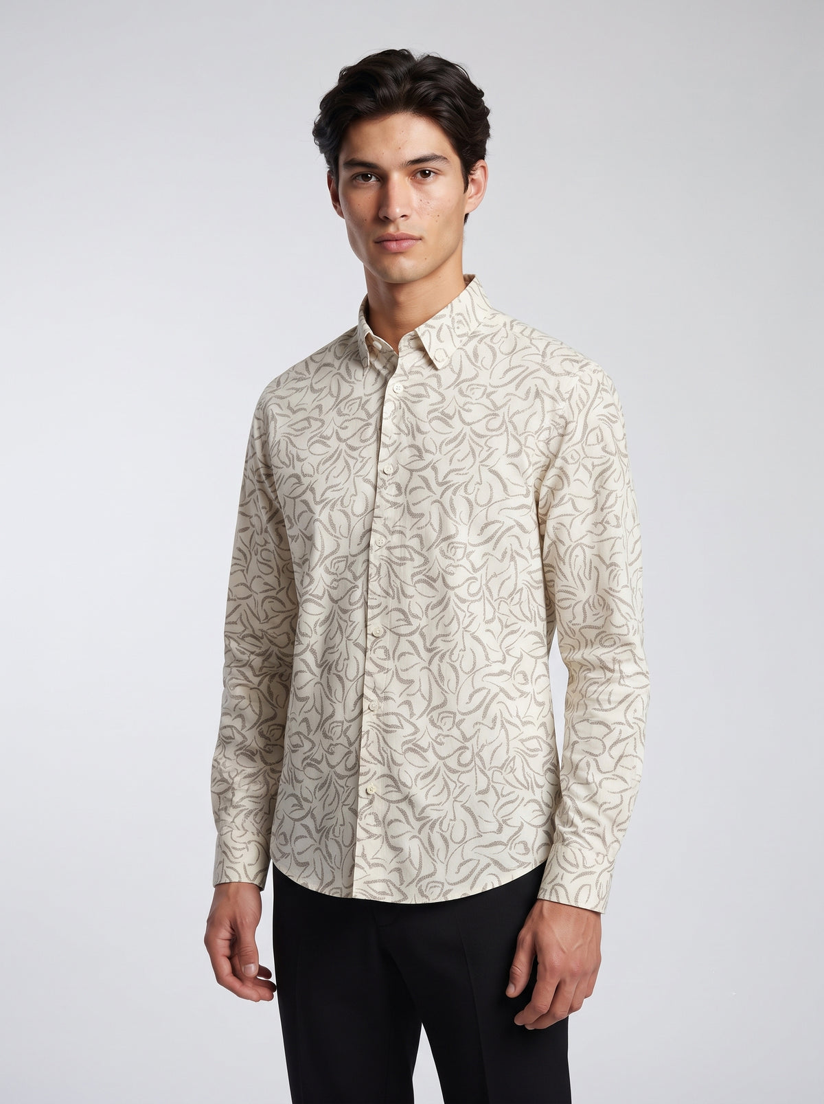 Men’s Abstract Botanical Print Full Sleeve Shirt