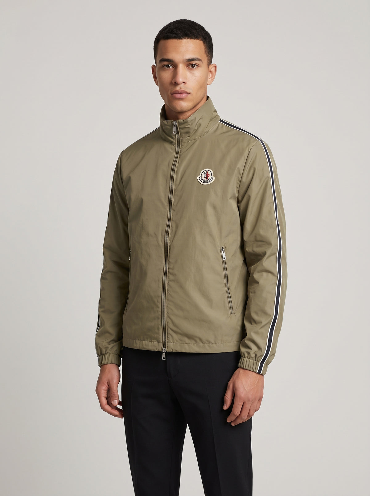 Men’s Striped Sleeve Zip-Up Jacket