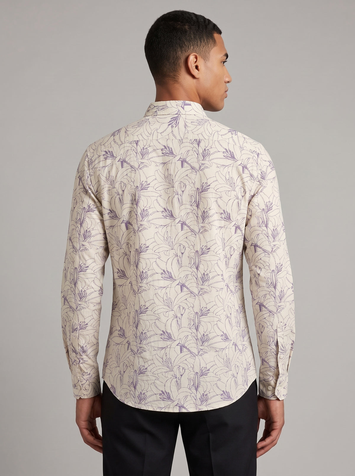 Men’s Floral Line Print Full Sleeve Shirt