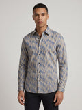 Men’s Satin Printed Leaf Pattern Full-Sleeve Shirt