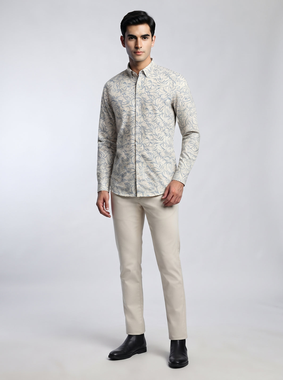 Men’s Abstract Botanical Print Full Sleeve Shirt