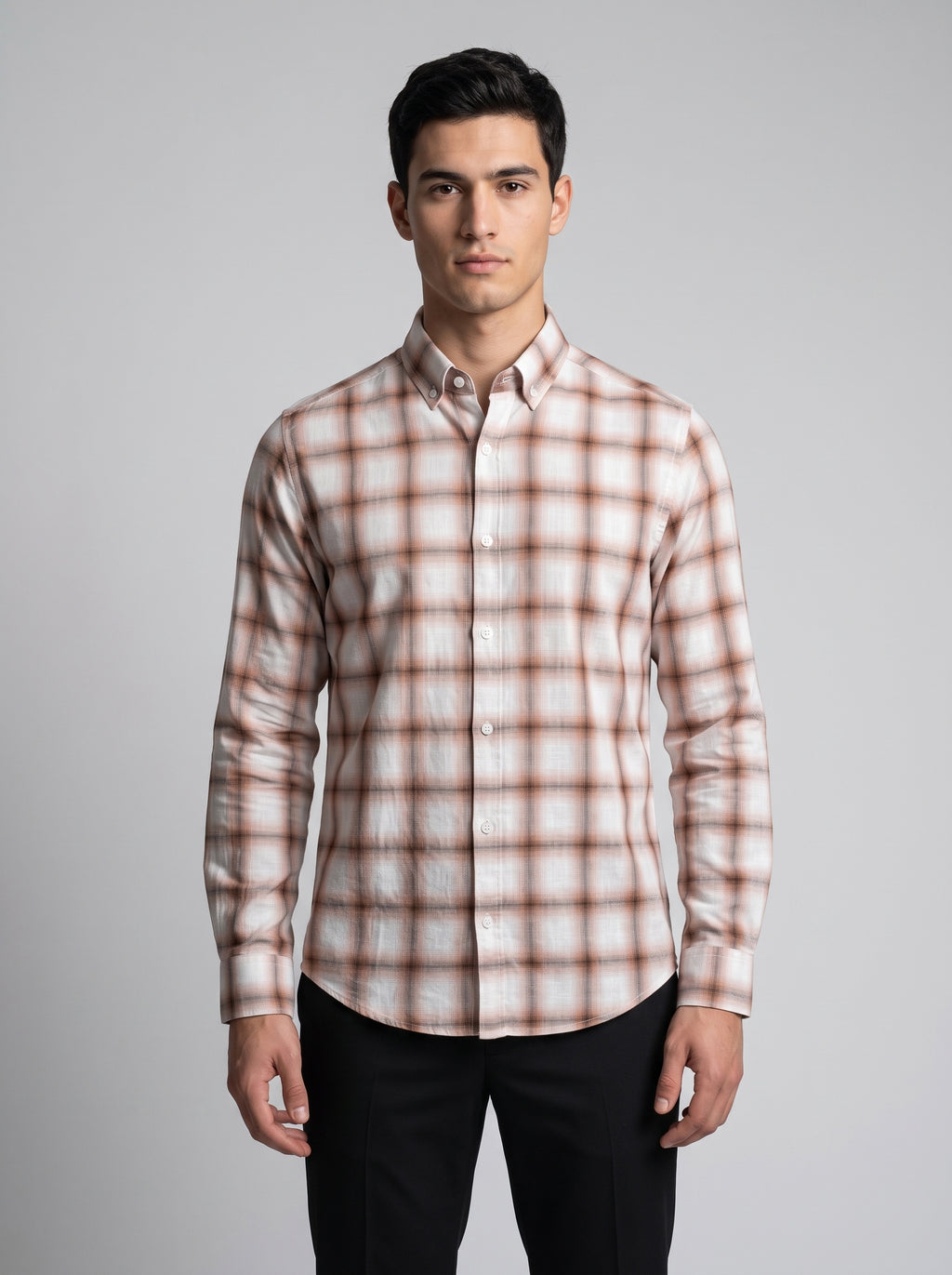 Men’s Beige & Ivory Plaid Check Full Sleeve Shirt