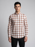 Men’s Beige & Ivory Plaid Check Full Sleeve Shirt