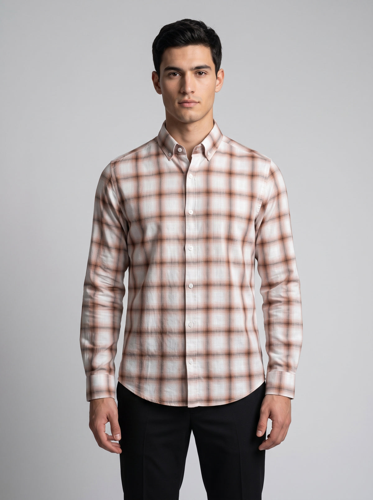 Men’s Beige & Ivory Plaid Check Full Sleeve Shirt