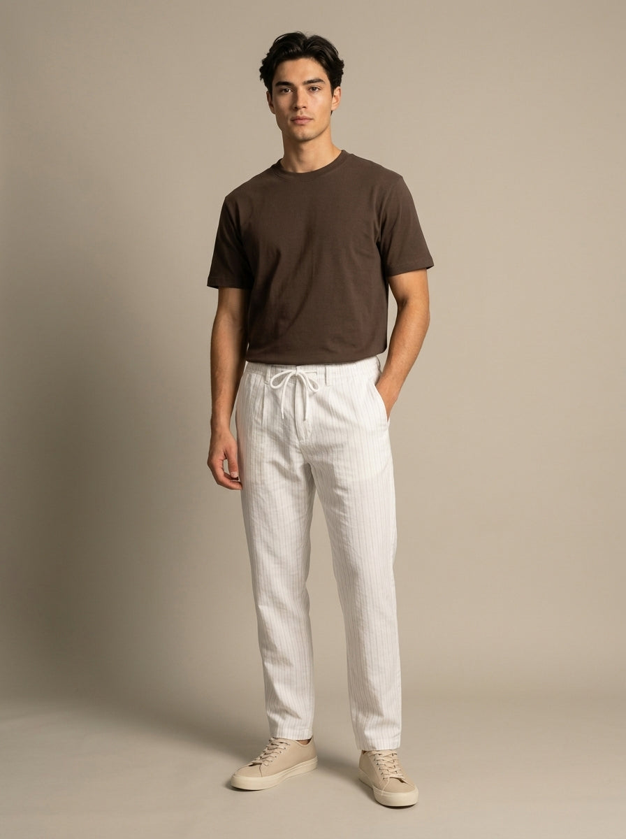 Men’s Loose Fit Pinstripe Trousers