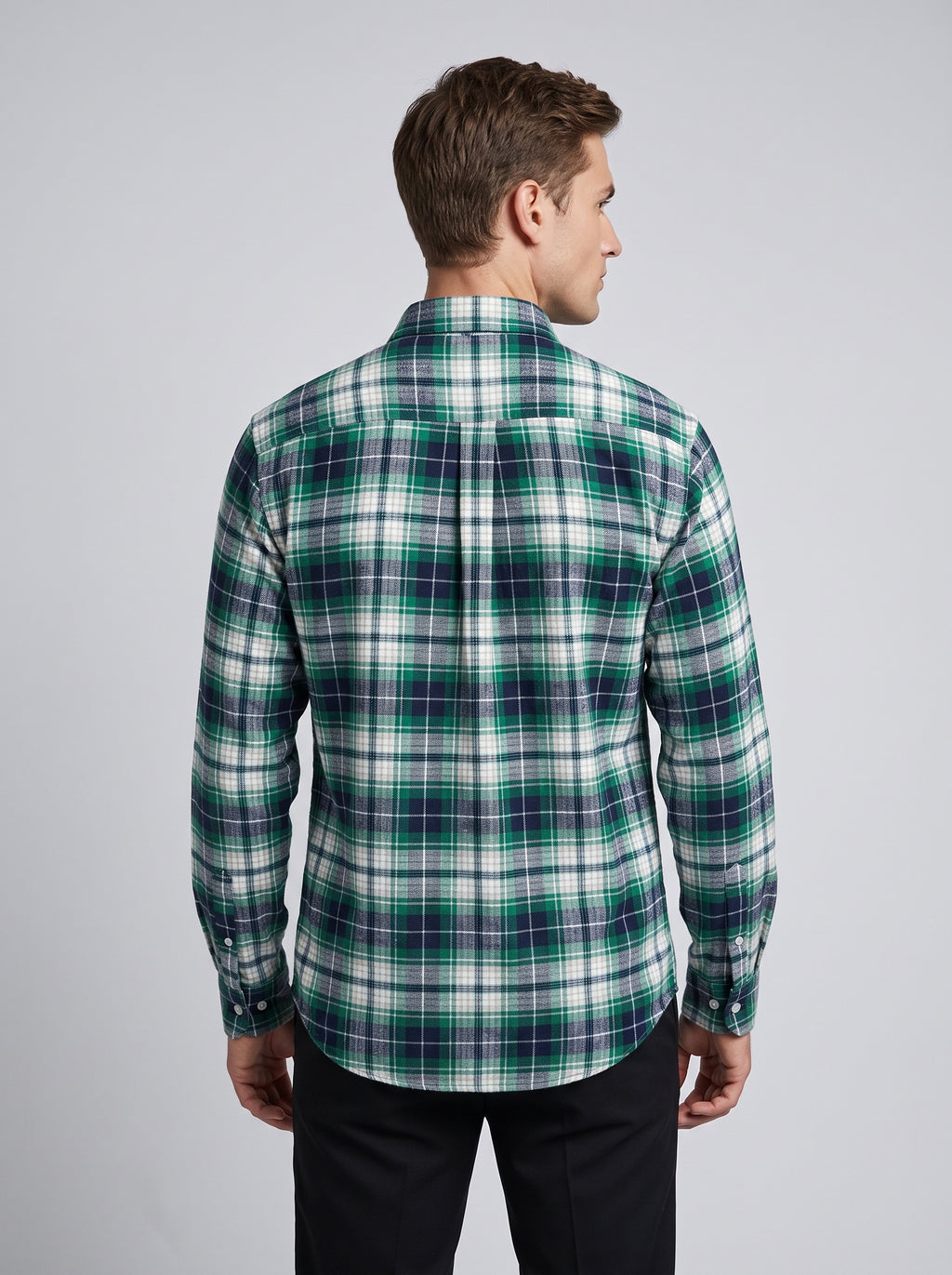 Men’s Green & Navy Plaid Check Full Sleeve Shirt