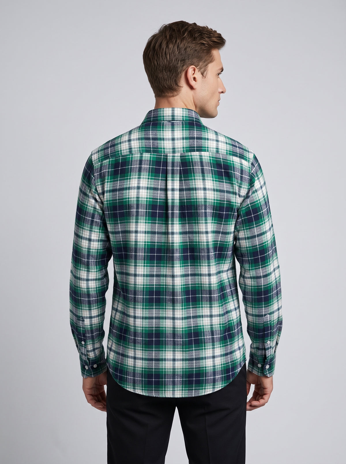 Men’s Green & Navy Plaid Check Full Sleeve Shirt