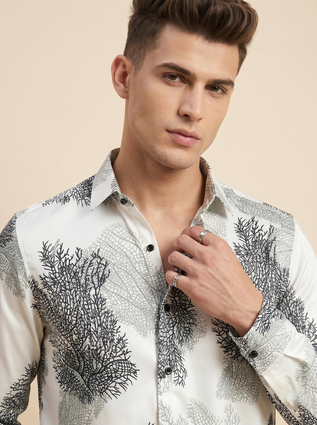 Snipes printed shirt featuring colorful graphic design, casual fit, and soft fabric, displayed on a hanger.