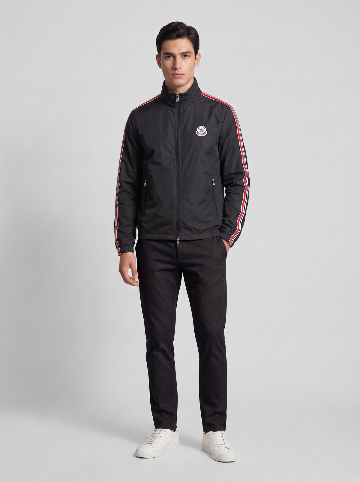 Men’s Striped Sleeve Zip-Up Jacket