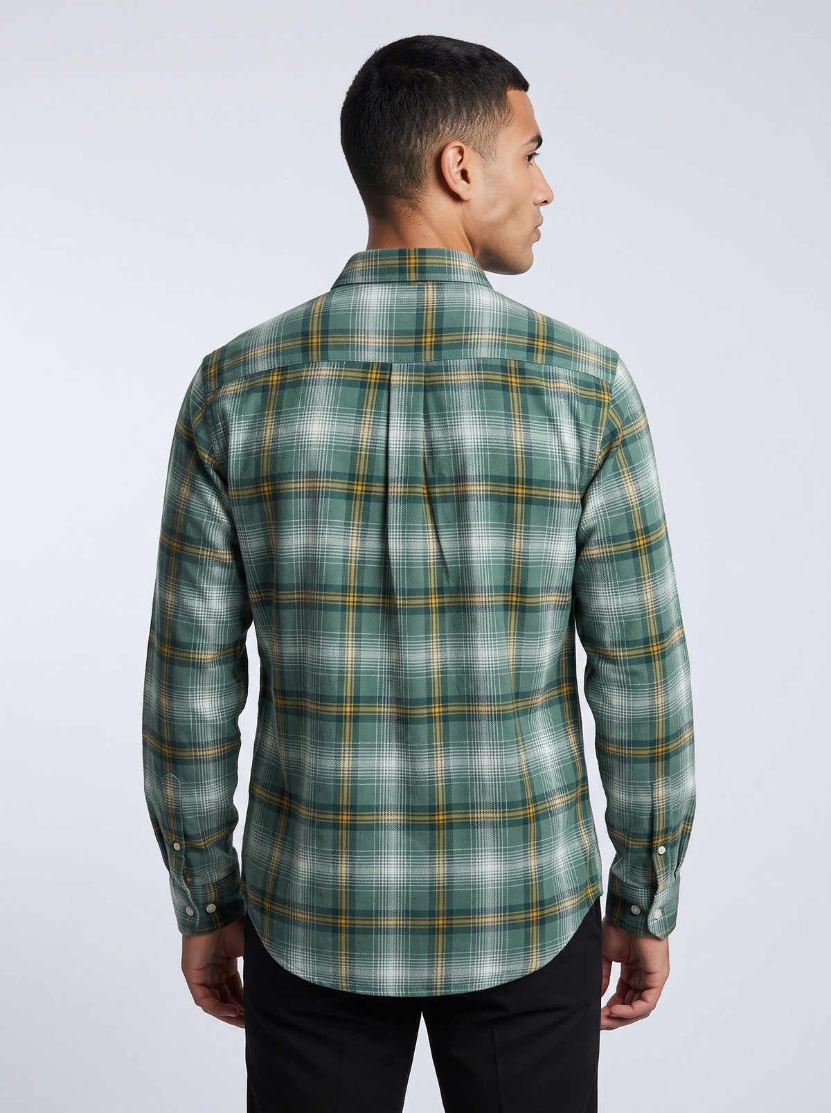 Men’s Sage Green Check Full Sleeve Shirt | Plaid Casual Shirt