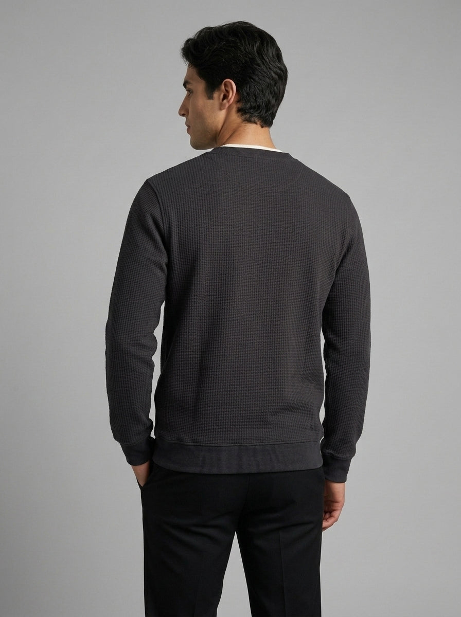 Men’s Textured Quarter-Zip Full-Sleeve Sweatshirt