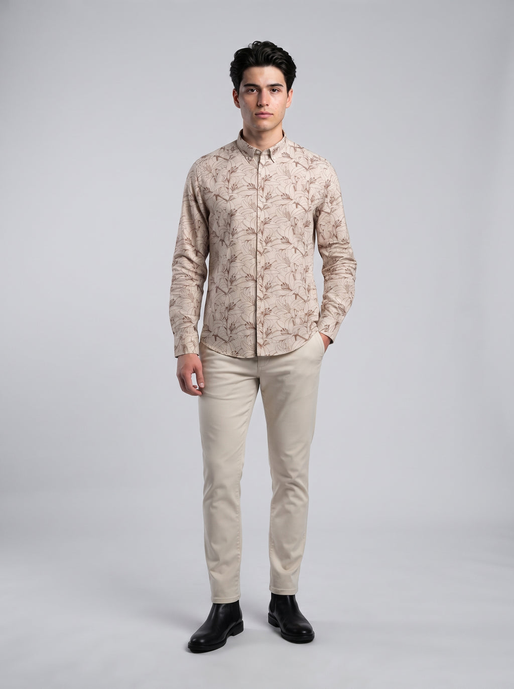 Men’s Floral Line Print Full Sleeve Shirt