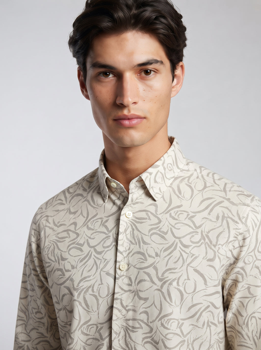 Men’s Abstract Botanical Print Full Sleeve Shirt