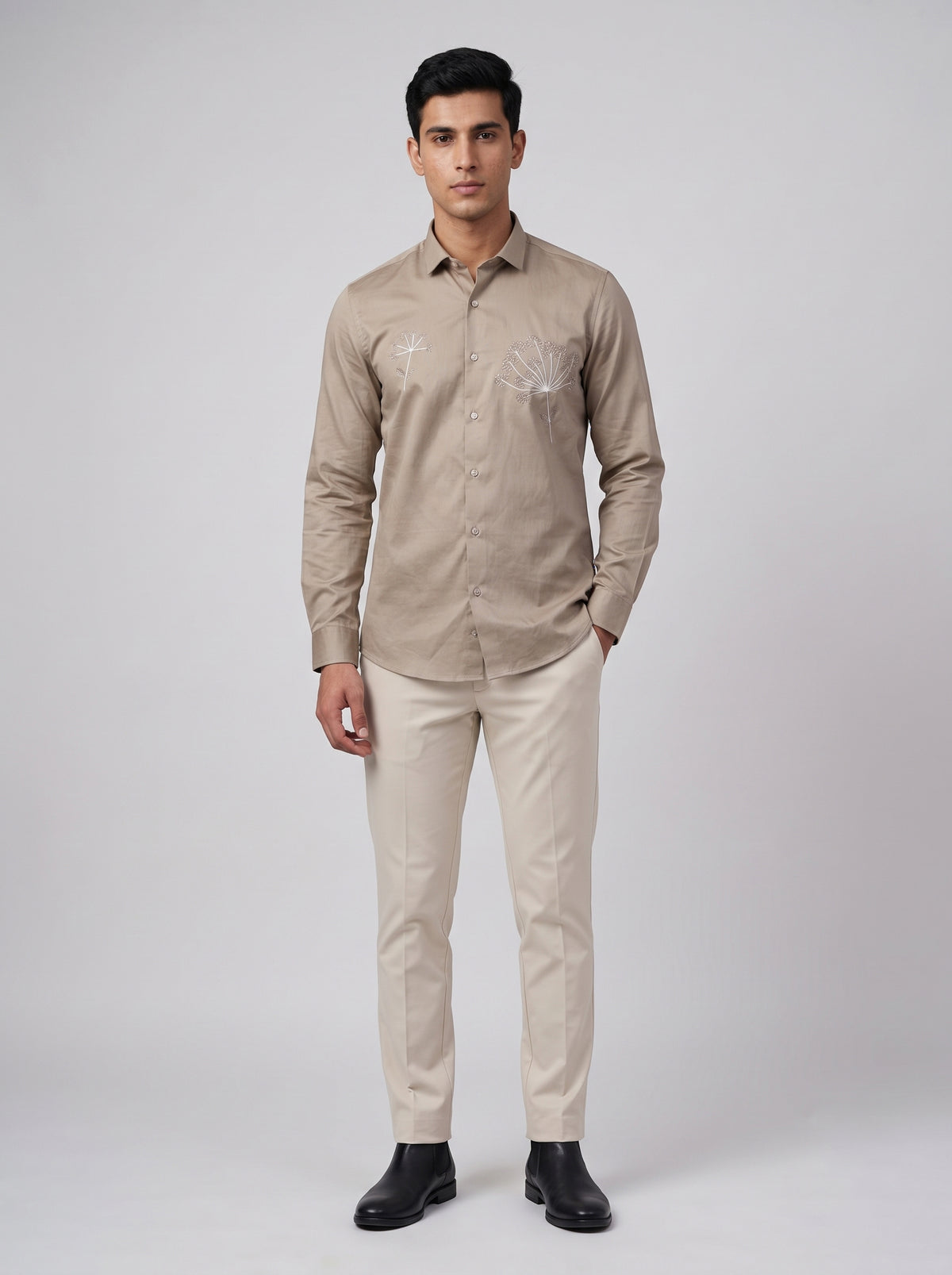 Men’s Floral Embroidered Shirt