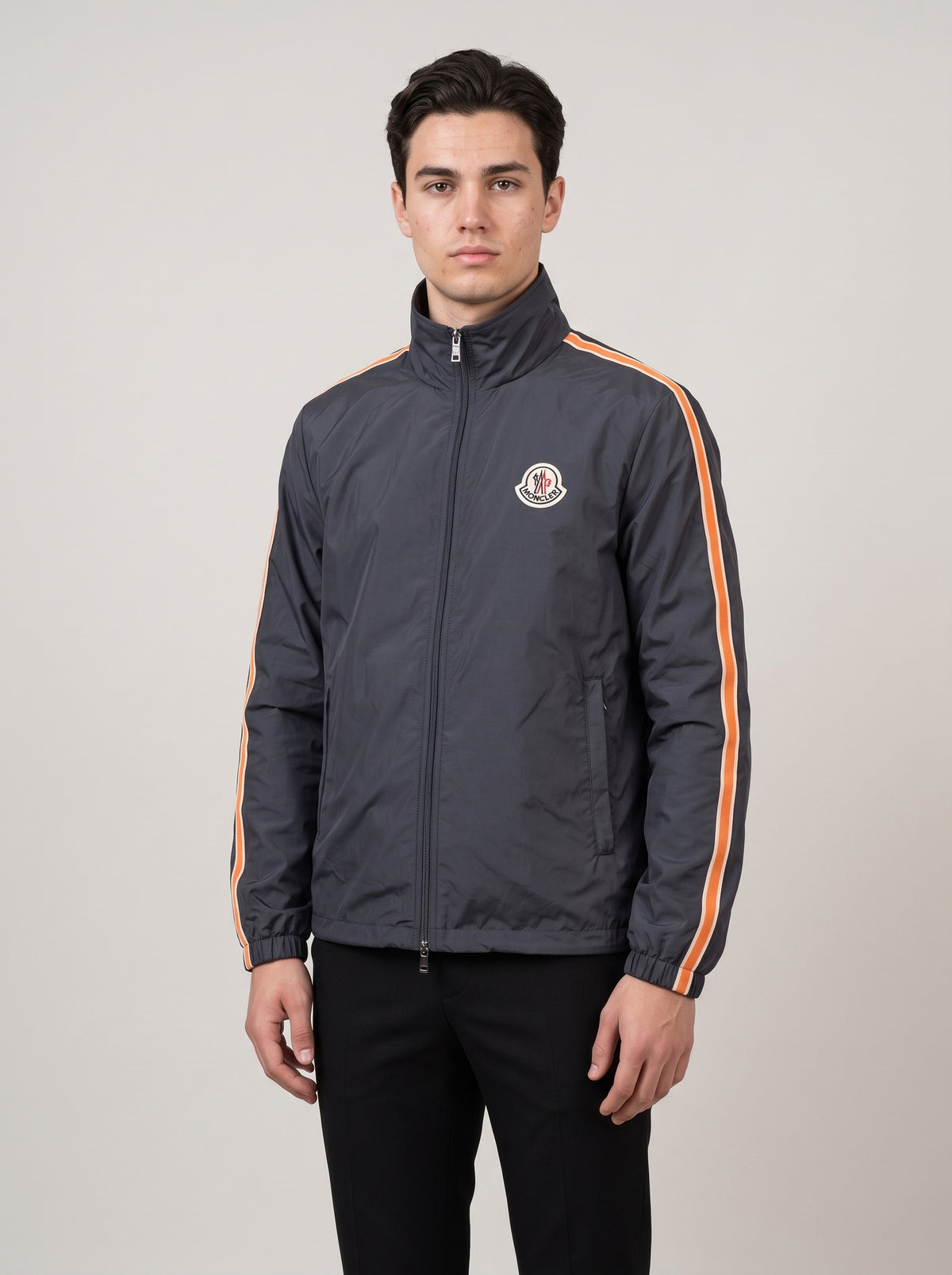 Men’s Striped Sleeve Zip-Up Jacket
