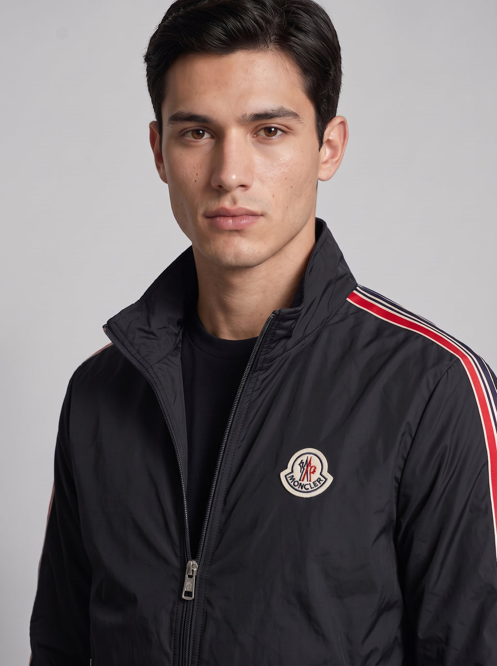 Men’s Striped Sleeve Zip-Up Jacket