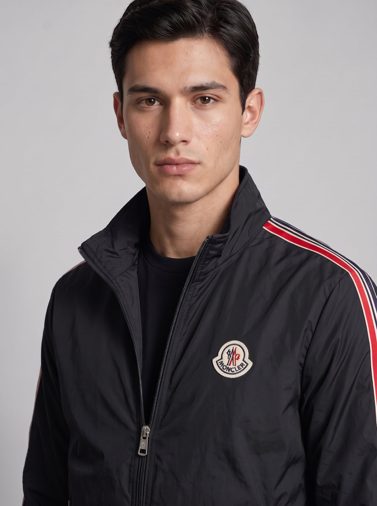 Men’s Striped Sleeve Zip-Up Jacket
