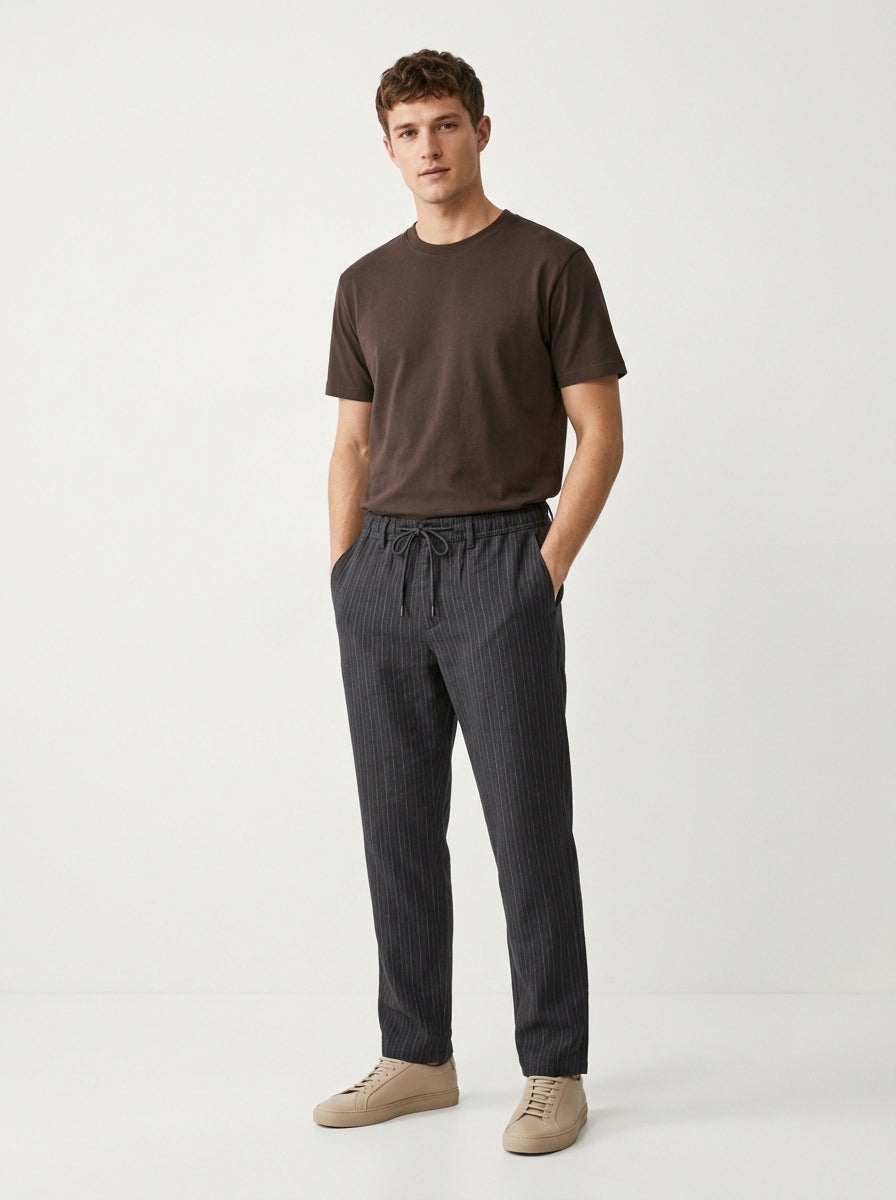 Men’s Loose Fit Pinstripe Trousers