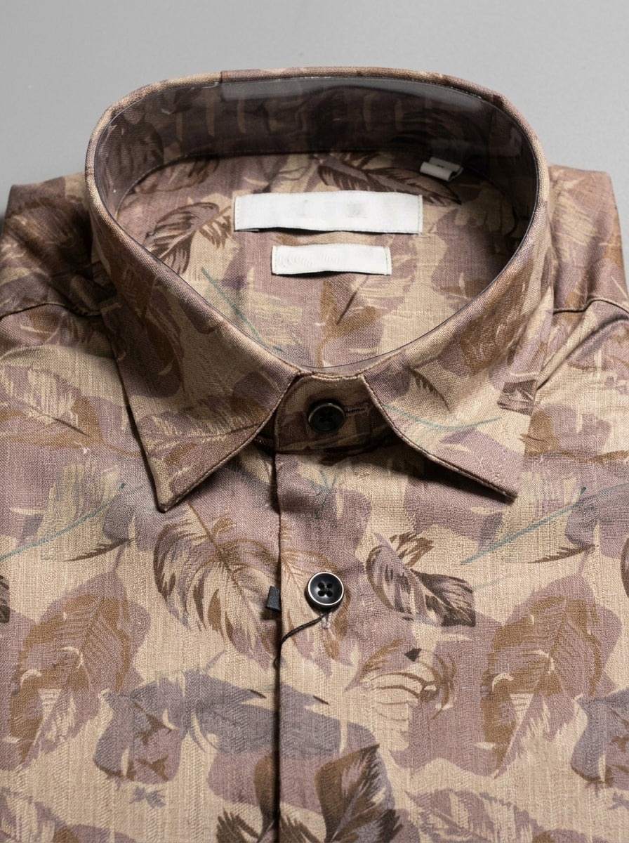 Men’s Satin Printed Botanical Full-Sleeve Shirt