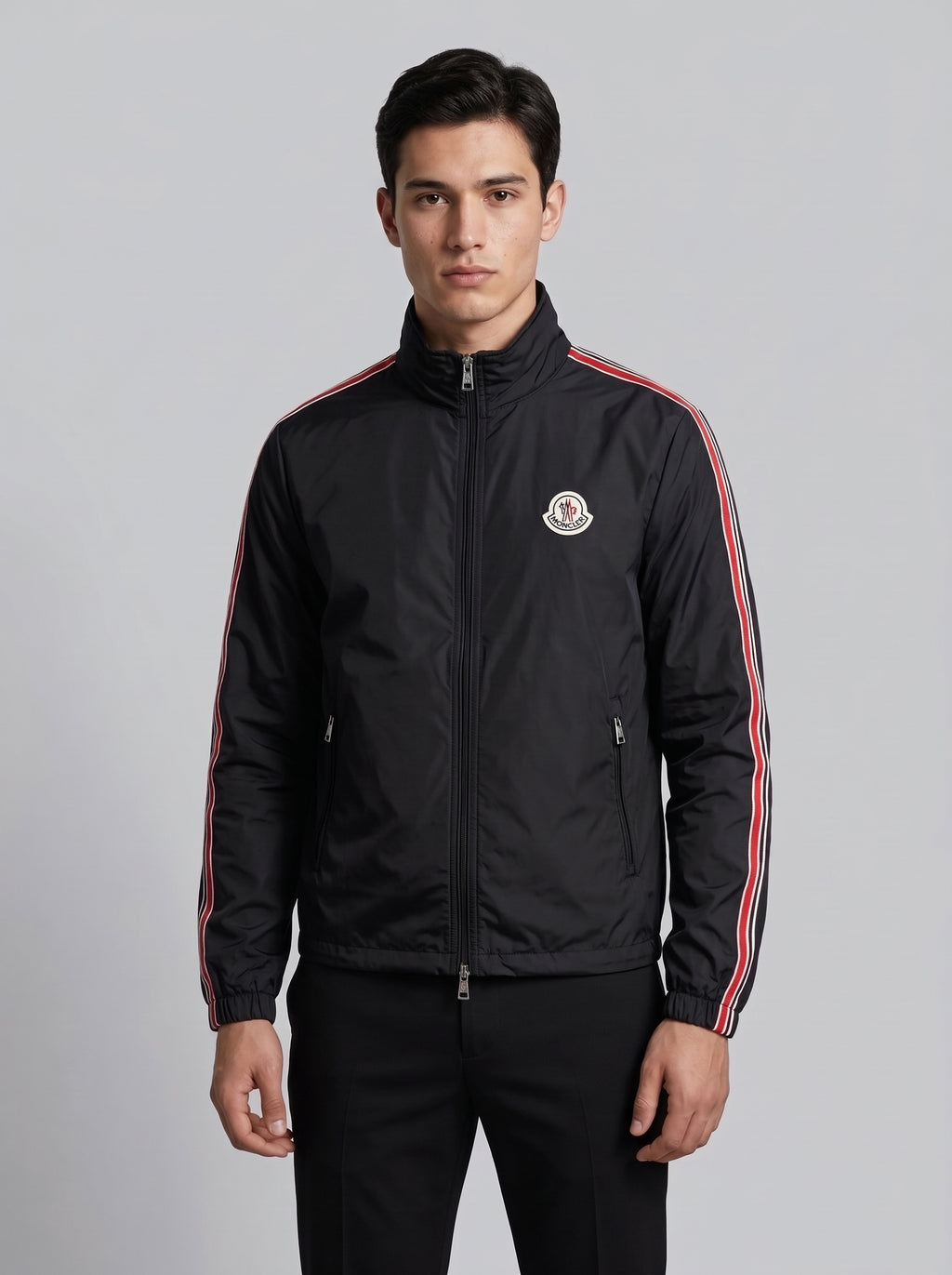 Men’s Striped Sleeve Zip-Up Jacket