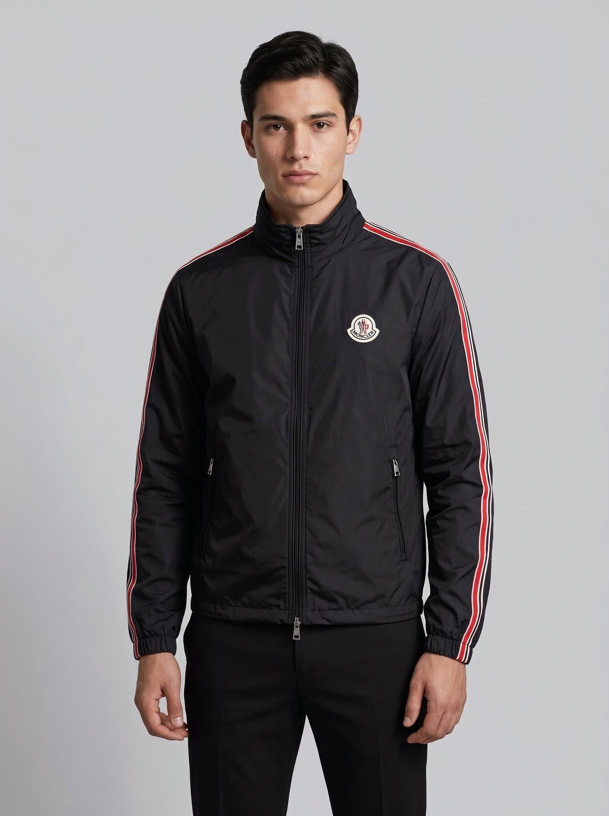 Men’s Striped Sleeve Zip-Up Jacket