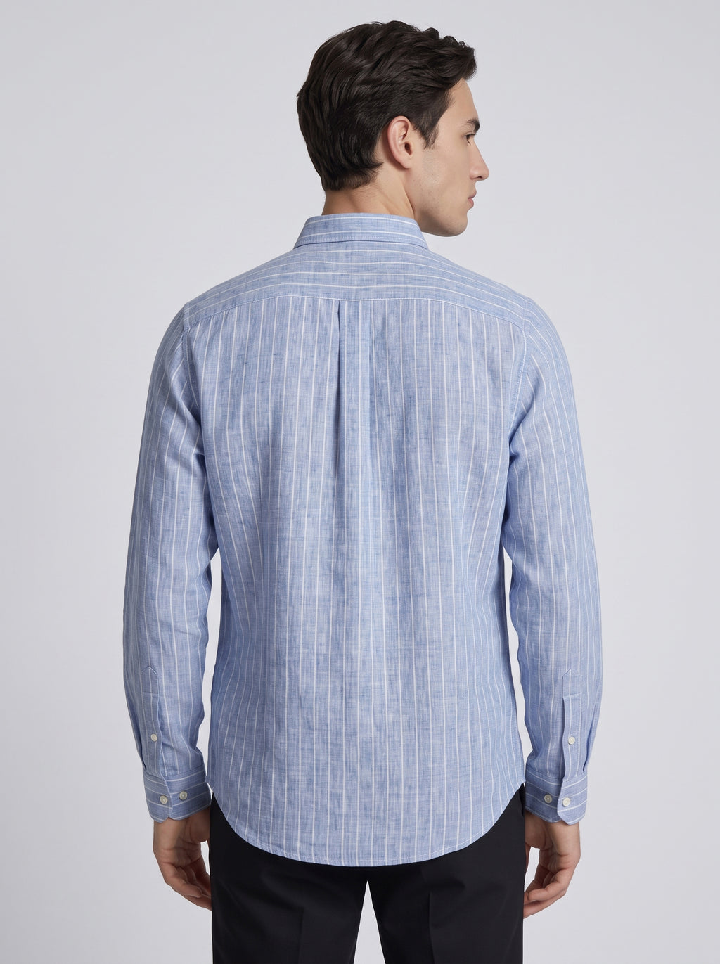 Men’s Linen Vertical-Striped Full-Sleeve Shirt