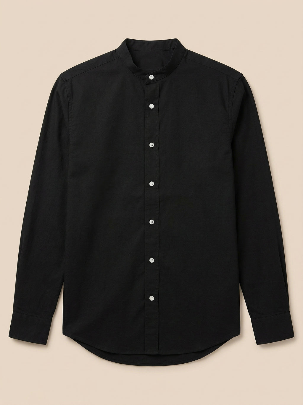 Light beige linen Mandarin collar shirt from Snipes featuring a relaxed fit and button-front design.