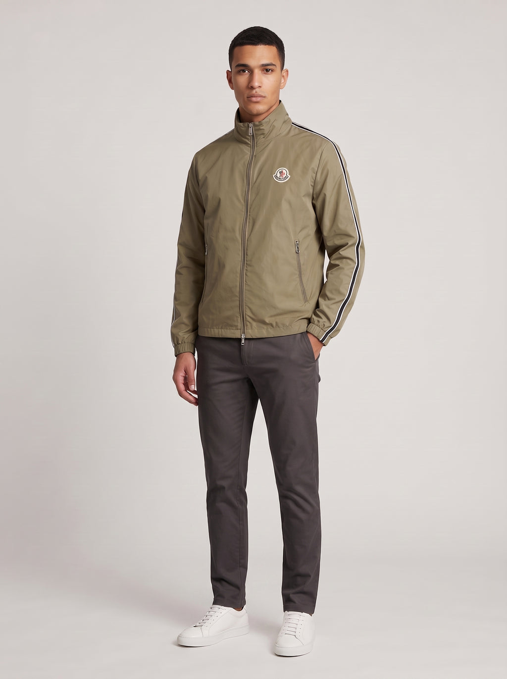 Men’s Striped Sleeve Zip-Up Jacket
