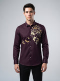 Men’s Floral Butterfly Print Stone Work Shirt