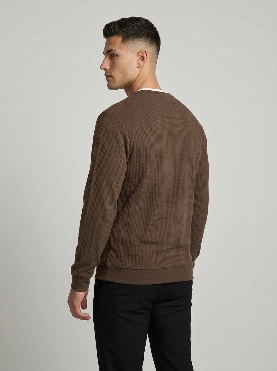 Men’s Textured Quarter-Zip Full-Sleeve Sweatshirt