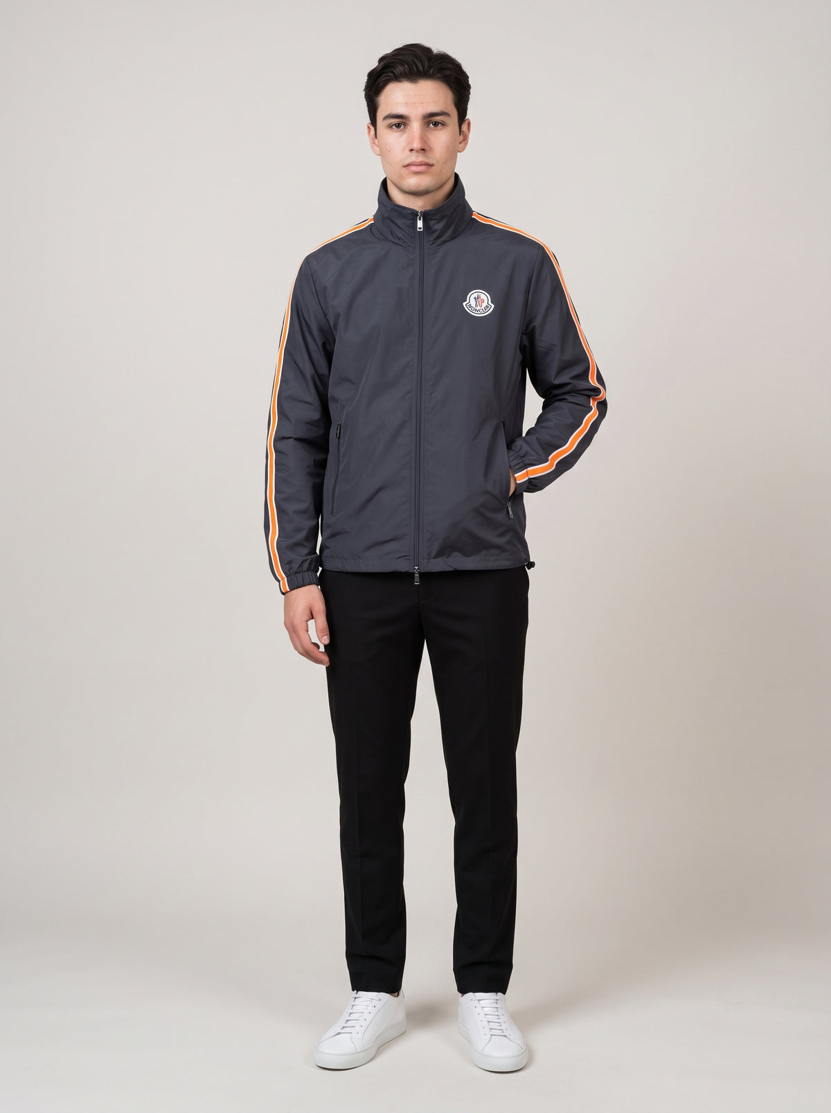 Men’s Striped Sleeve Zip-Up Jacket