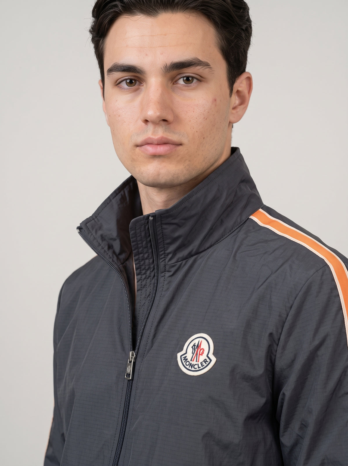 Men’s Striped Sleeve Zip-Up Jacket