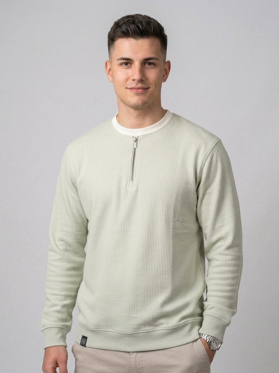Men’s Textured Quarter-Zip Full-Sleeve Sweatshirt