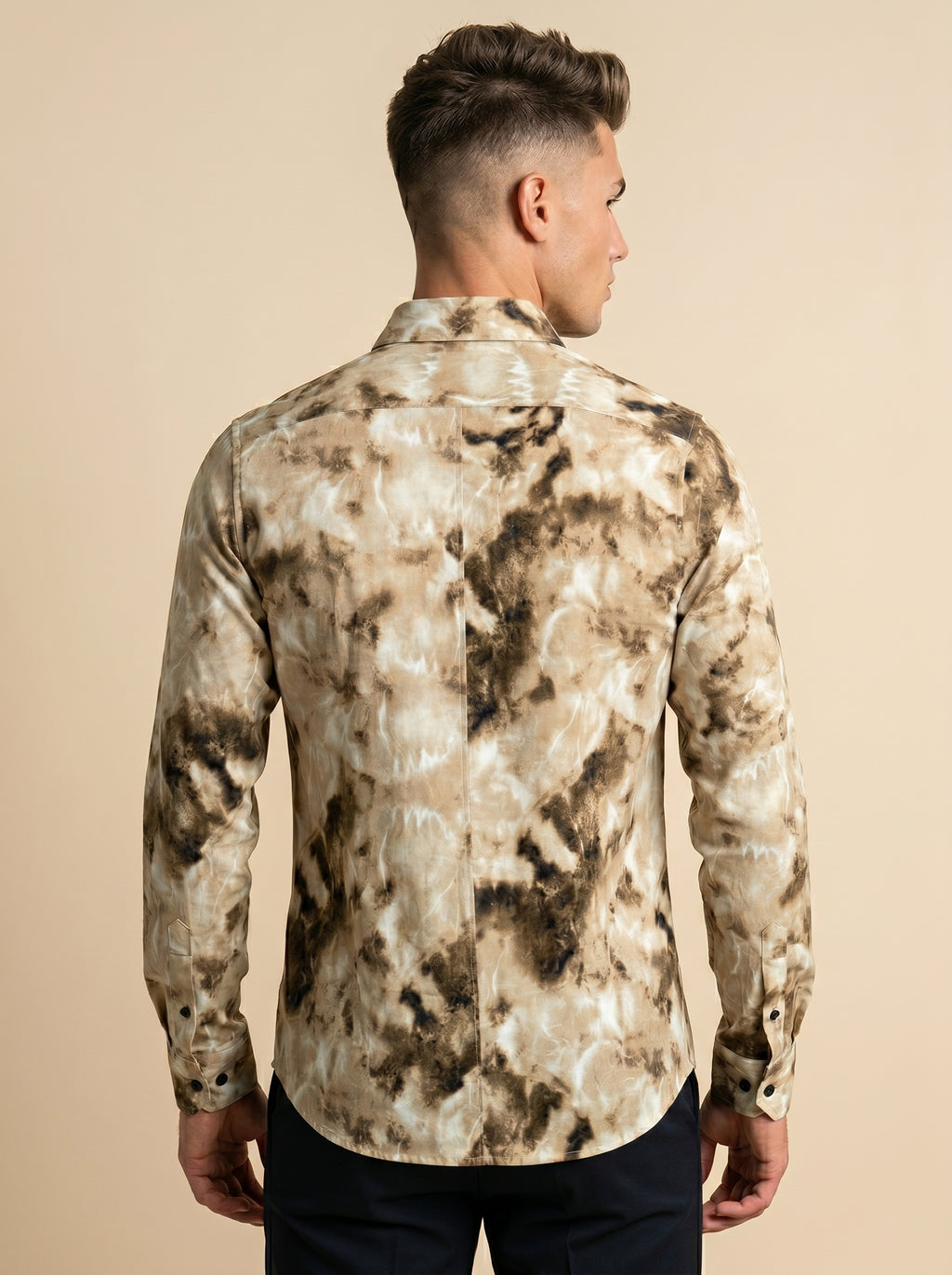 Snipes printed shirt with colorful graphic design, long sleeves, and casual fit displayed on a model.