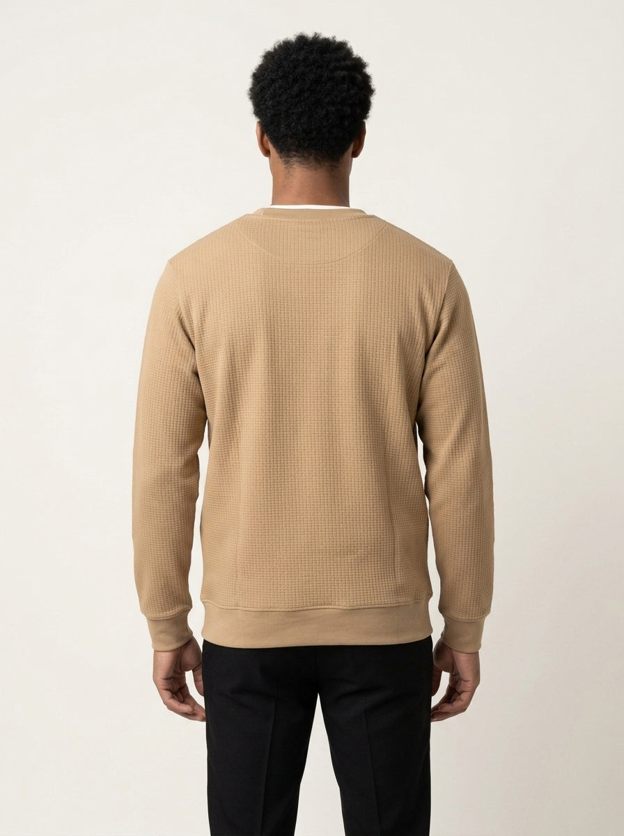 Men’s Textured Quarter-Zip Full-Sleeve Sweatshirt