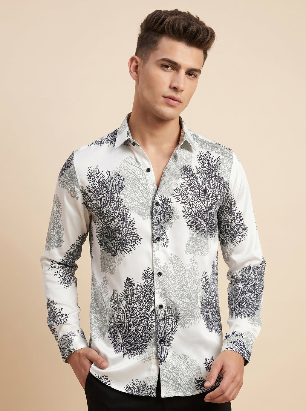 Printed Snipes shirt featuring vibrant design, long sleeves, and a casual fit, displayed on a hanger.