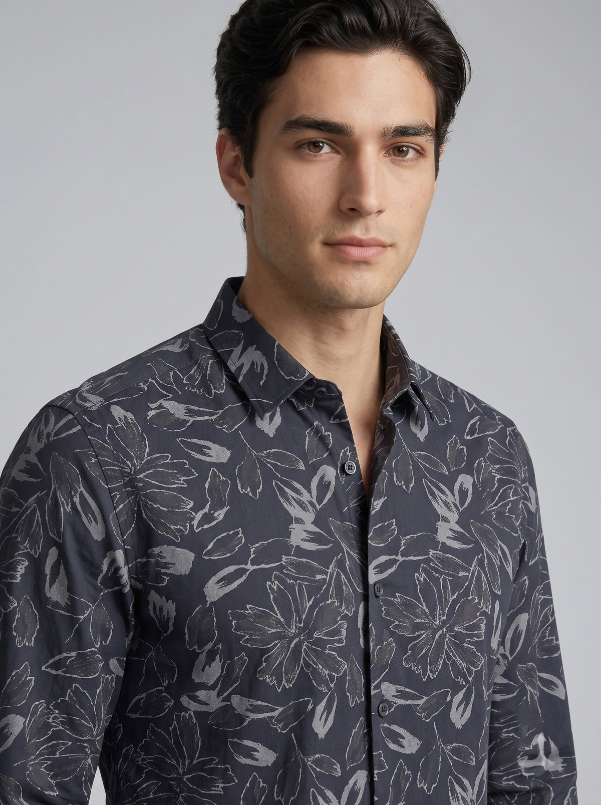 Men’s Satin Printed Floral Full-Sleeve Shirt