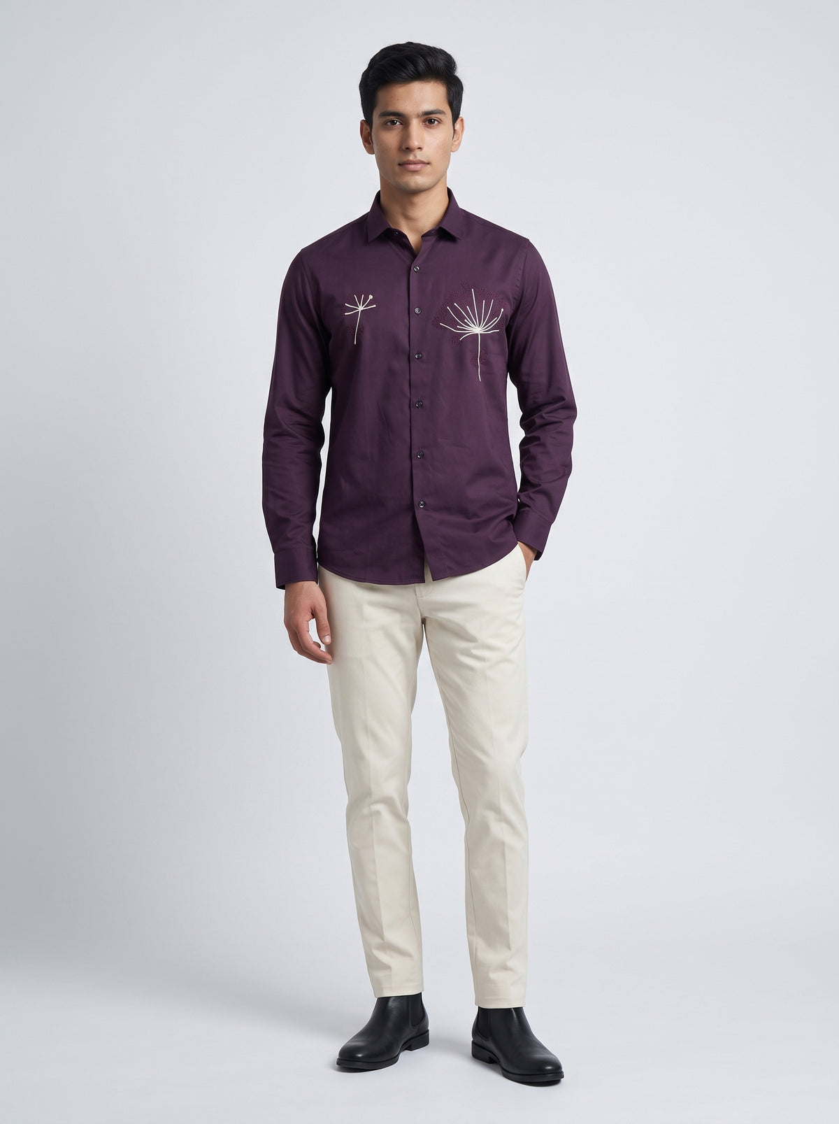 Men’s Floral Embroidered Shirt