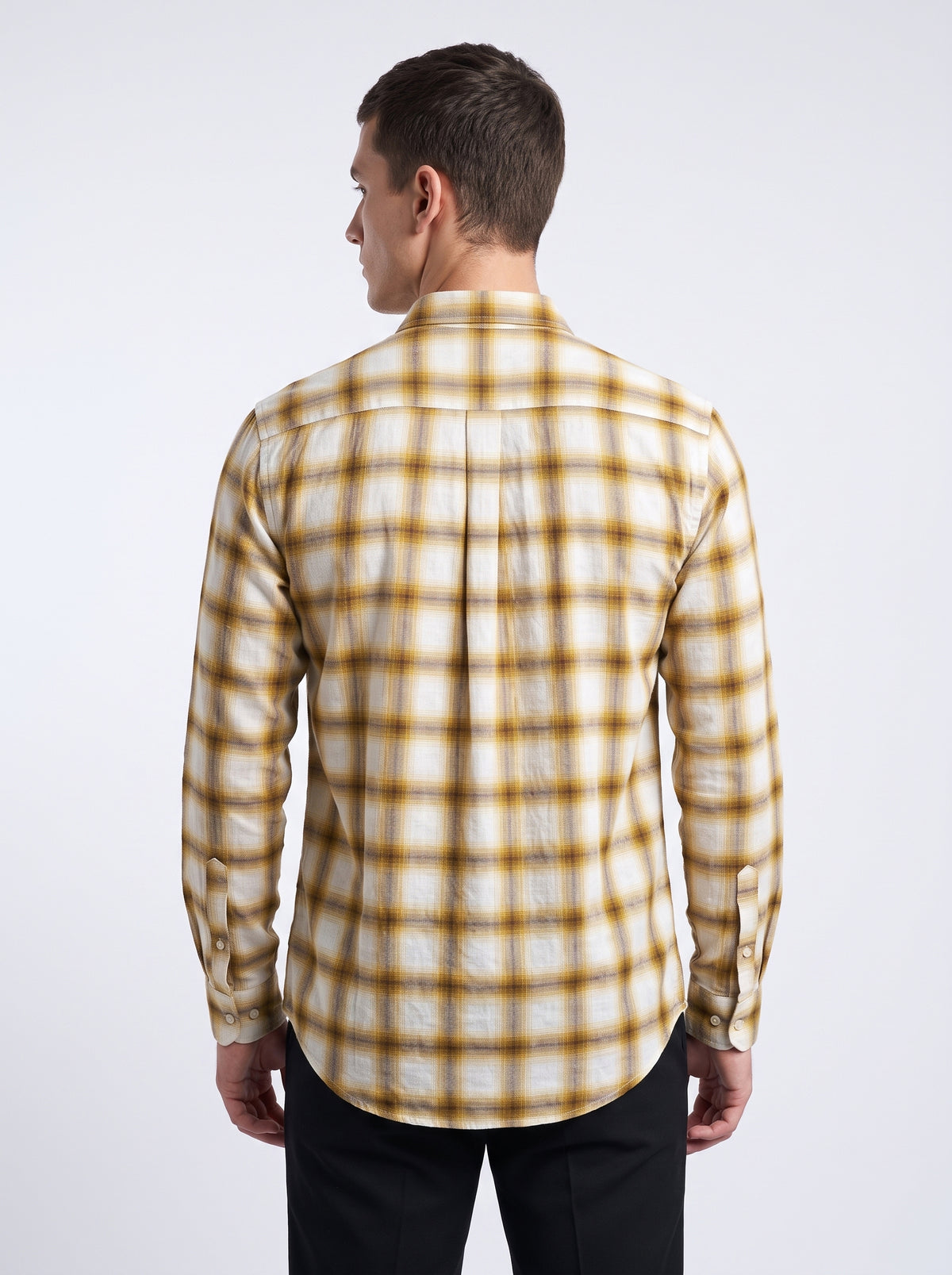 Men’s Mustard & Ivory Check Full Sleeve Shirt | Stylish Check Shirt